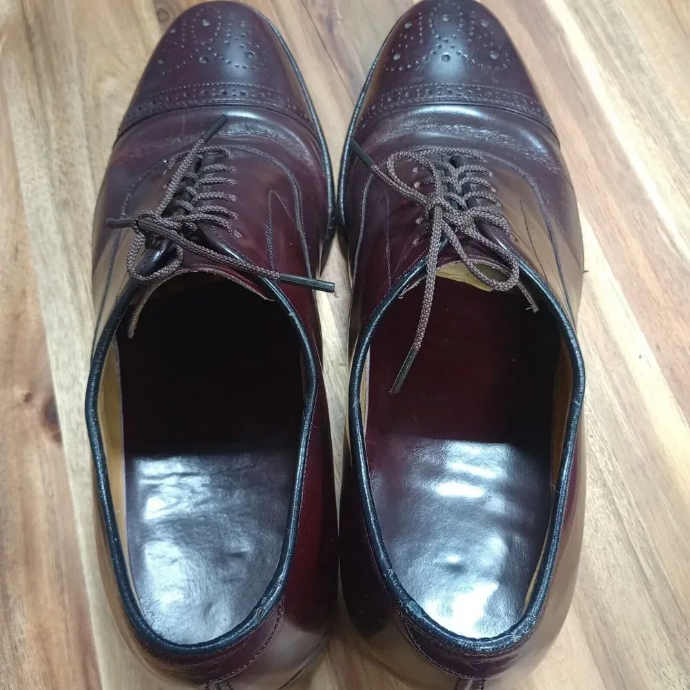 Johnston‎ Murphy Dress Shoes Mens Sz 8 D Martell Perf Wingtip Brown Leather